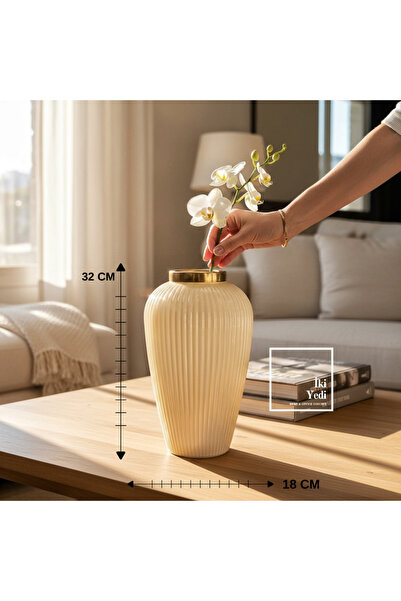 İki Yedi Konsept Blutti Çizgisel Cam Vazo Dekoratif Modern Vazo Salon Konsol ...