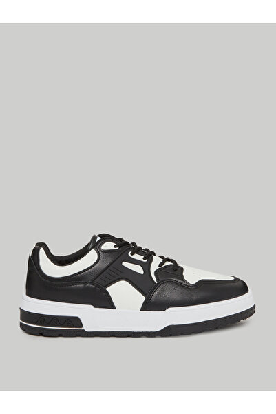 Styli Black Contrast Panel Lace-Up Sneakers