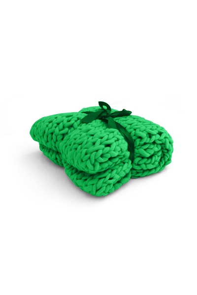 OEM Giant yarn knitted blanket 100X200 dark green