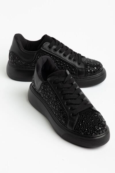 Hayalimdeki Ayakkabı Romee Women's Black Skin Stone Sports Shoes