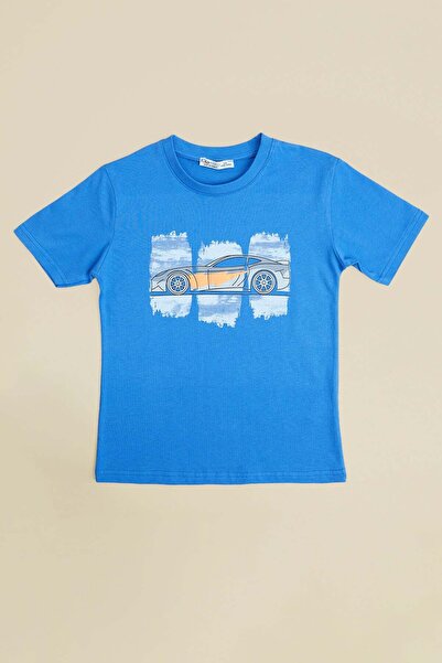 Fulla Moda Μπλουζάκι αυτοκινήτου με τύπωμα με λαιμόκοψη ποδηλάτου για αγόρια