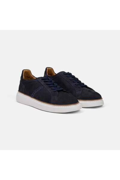 Desa Men's Navy Blue Lace-Up White Sole Suede Sports Shoes