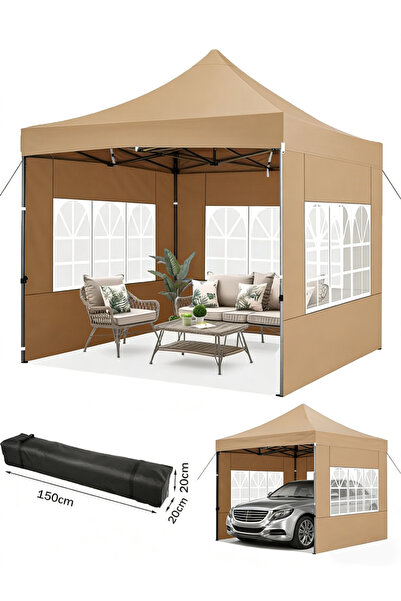 CIMIA شرفة خارجية قابلة للطي، 3x3 متر، إطار فولاذي متين، مقاومة للماء، بثلاثة...