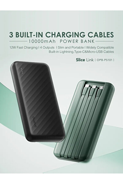 GENERAL 3 BUILT-IN CHARGING CABLES 10000mAh POWER BANK BLACK