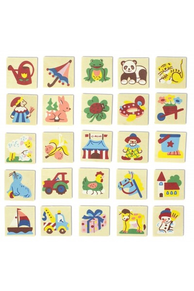 Bino Комплект от 25 дървени образователни табели, различни образователни изоб...