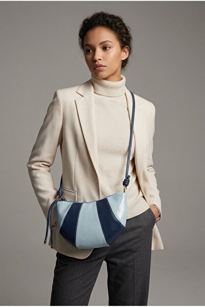 MRS.MODA Women's Color Wrinkled Leather Detailed Croissant Model Women's Slee...