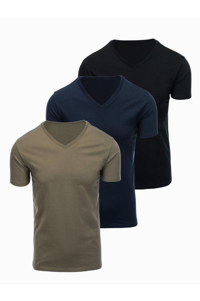 OMBRE Ανδρικό T-Shirt Σετ 3 τεμαχίων OM-TSBS-0281 Black/navy/dark olive