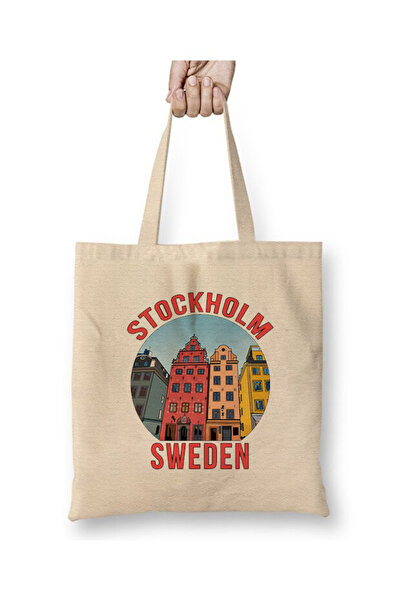 Toyaso Sweden Stockholm Sightseeing Tourist White Tote Bag Bag Long S Strappy...