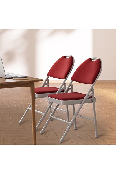 Garvee 2 Pack Fabric Padded Folding Chairs, Commercial Metal Folding Chair wi...