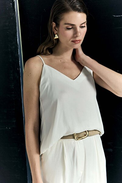 Sateen Tosca Strappy Blouse - Ecru