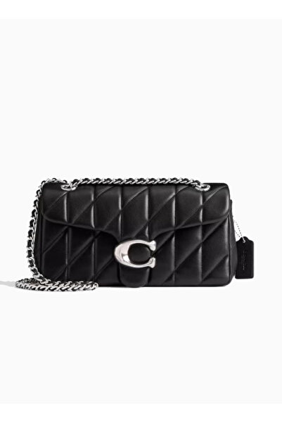 COACHOU Quilted leather shoulder bag silver C chain handbag