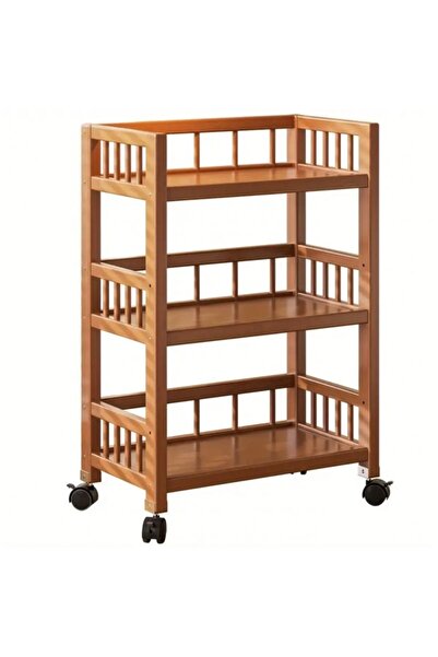 ECARLA Ράφι από Μπαμπού , 3 επίπεδα, ρόδες 360°, Ecarla, 30x50x82 cm, SZ48