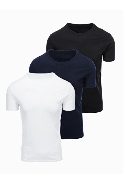 OMBRE Ανδρικό T-Shirt Σετ Βαμβακερό OM-TSBS-0268 Black/white/navy