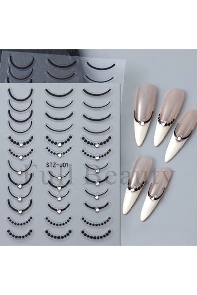 delis 3D Marquise nail stickers, STICKER107, Black