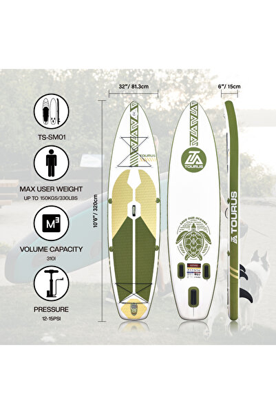 tourus TS-SM01 Şişme SUP Board 320x81x15 cm – Stand Up Paddle Board Seti, Pom...