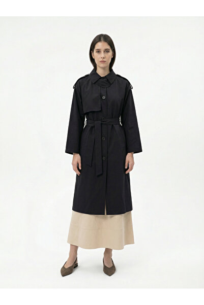 ALLDAY Black Collared Epaulet Trench Coat