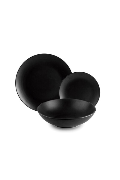 iBiLi Hokkaido dinnerware set, porcelain, 12 pieces, black
