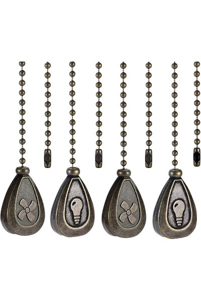 Arabest مجموعة من 4 سلاسل سحب لمراوح السقف مطلية بالبرونز، بطول 12 بوصة، سلاس...