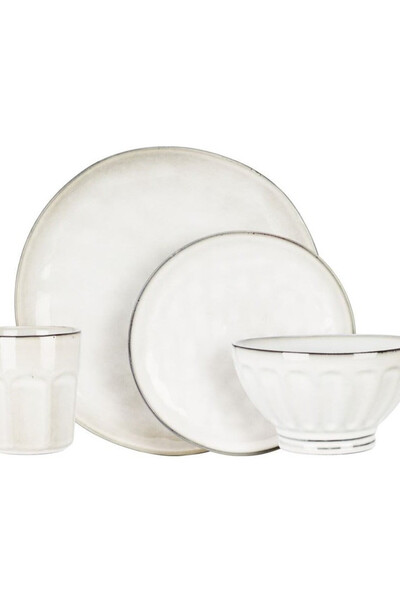 Excellent Houseware Σετ κεραμικών σερβίτσιων, 16 τεμάχια, λευκό