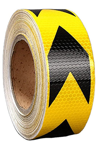 auto Yellow reflective tape roll with black arrow 5cm x 50m