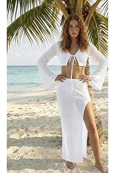 LinichandCo Premium Βαμβάκι τεμαχίων Μπεζ Μπροστινό Με δέσιμο Ρούχα παραλίας ...