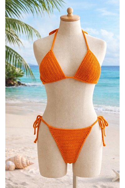ÜA COLLECTION | Yeşil Ebruli El Örgüsü Şortlu Bikini Takımı - Sağlıklı & Nefe...