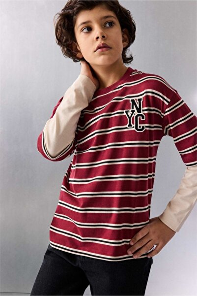 DeFacto Çizgili Baskılı Tişört Erkek Çocuk G0519A826SP