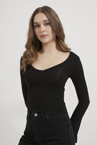 Arma Life Armalife 6859 v neck soft long sleeve women's bodysuit