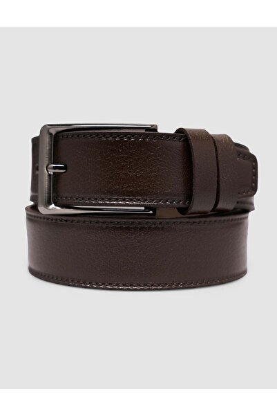 Cabani 100% Genuine Leather Men's Brown 3.5 cm Stitched Classic Belt