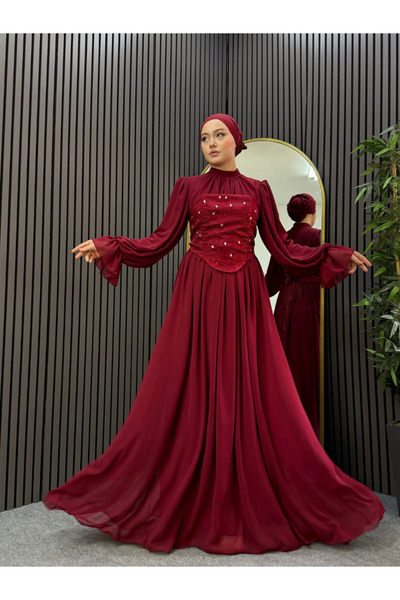 ENSA TESETTUR Ivana Evening Dress Burgundy