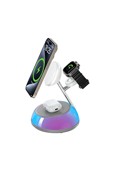 WIWU شاحن لاسلكي 3 في 1 من أورورا بتقنية Qi2.0 (Wi-W036) - أبيض