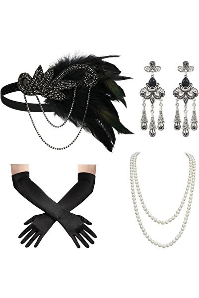Arabest 1920s Flapper Accessories Set, Great Gatsby Headband and Costume for ...