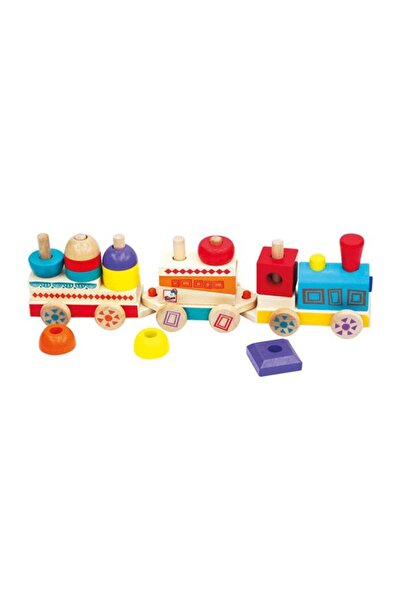 Bino Multicolored wooden train with wagons, Maxi, 21 pieces
