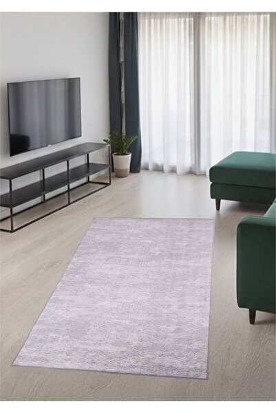 Softlux Gri Yıkanabilir Kaymaz Tabanlı Leke Tutmaz Modern Düz Renk Salon Halısı Oda Halısı