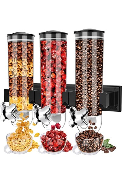 Arabest Triple Food Dispenser - Countertop or Wall Mounted for Cereal, Candy,...