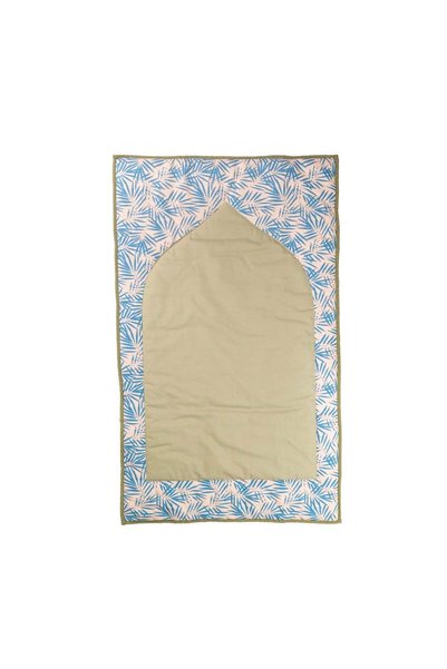 Reetal طقم صلاة نسائي - سجادة وعباية مع حجاب - مقاس حر - كتان - زيتوني