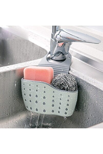 Arabest Kitchen Sink Sponge Holder, Double Decker Hanging Storage Basket, Blue