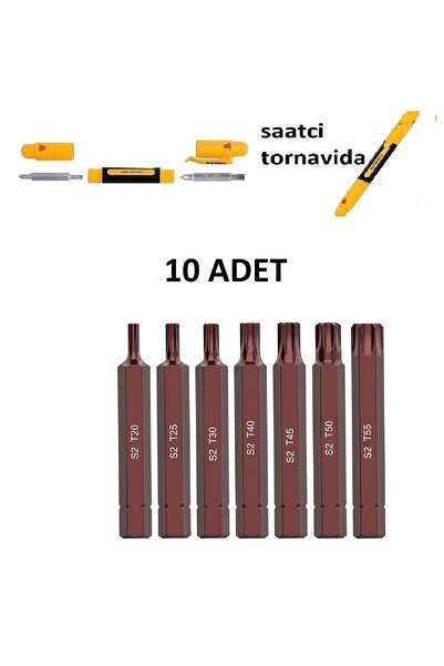 HAKTOR ARM 10 Adet T40 Torx Bits Uç Uzun Kaplamalı Boy 75mm Torks tork uc ucu