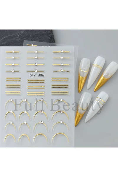 delis 3D Marquise nail stickers, STICKER112, Gold