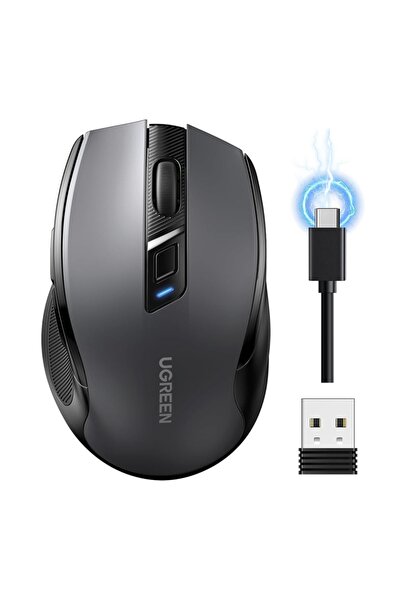 Ugreen Wireless Mouse, 2.4GHz, Bluetooth, Ergonomic, MU006S - Grey