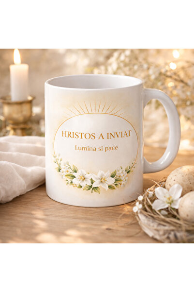 OEM Personalized Easter mug - Christ is Risen, elegant premium design with fl...