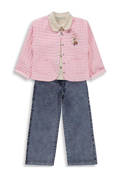 Obelia Κοριτσίστικο Σετ με Ζακέτα και Πουκάμισο - 6-9 Ετών - Ροζ