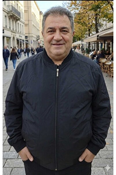 BİGASTİN Battal Size, Fully Ribbed, Men's Seasonal Coat with Collar, Ribbed B...