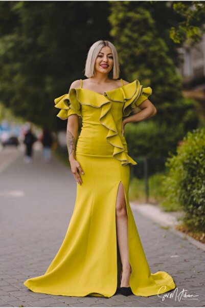 Angy Fashion Golden Glam Evening Dress Size: 40