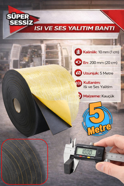 Badem10 (5 Metre) Yapışkan Araç Ses Isı Yalıtım İzolasyon Bant En:20 cm Kalın...