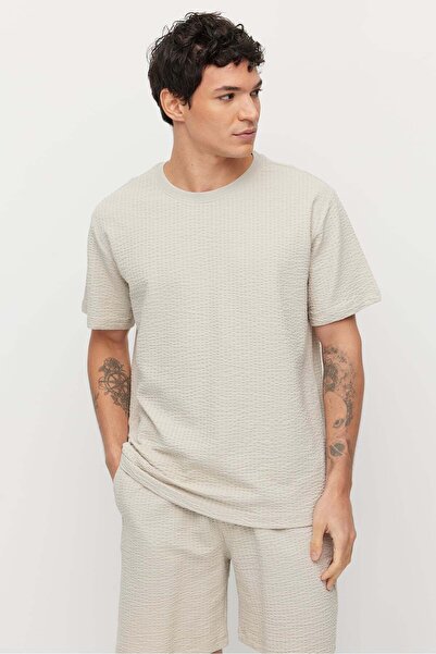 PAULMARK Men's Crew Neck Textured Oversized T-Shirt