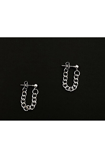 Shiklik Punk Style Thick Chain Detail Hoop Earrings