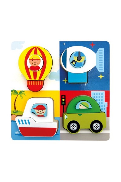 Bino Educational wooden puzzle, Traffic, 18x18x1,5 cm, 13 pieces