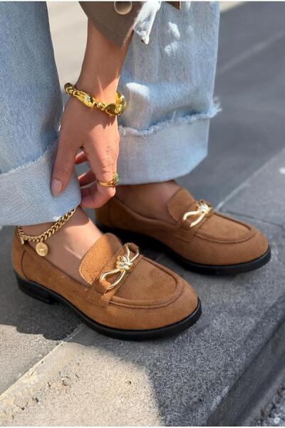 I Love Shoes Norel Women Loafers Tan Suede Bow Detail