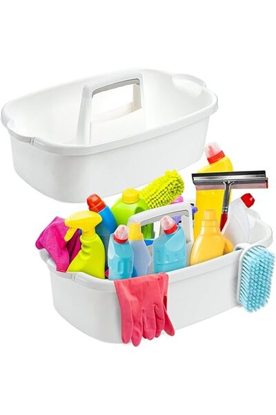 Arabest Cleaning Supplies Organizer Caddy,Plastic Tote Basket with Handle (No...